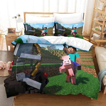 Game Minecraft Pattern Bedding Set Quilt Cover Without Filler (Online Order Only)