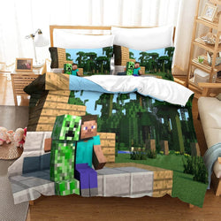 Game Minecraft Pattern Bedding Set Quilt Cover Without Filler (Online Order Only)