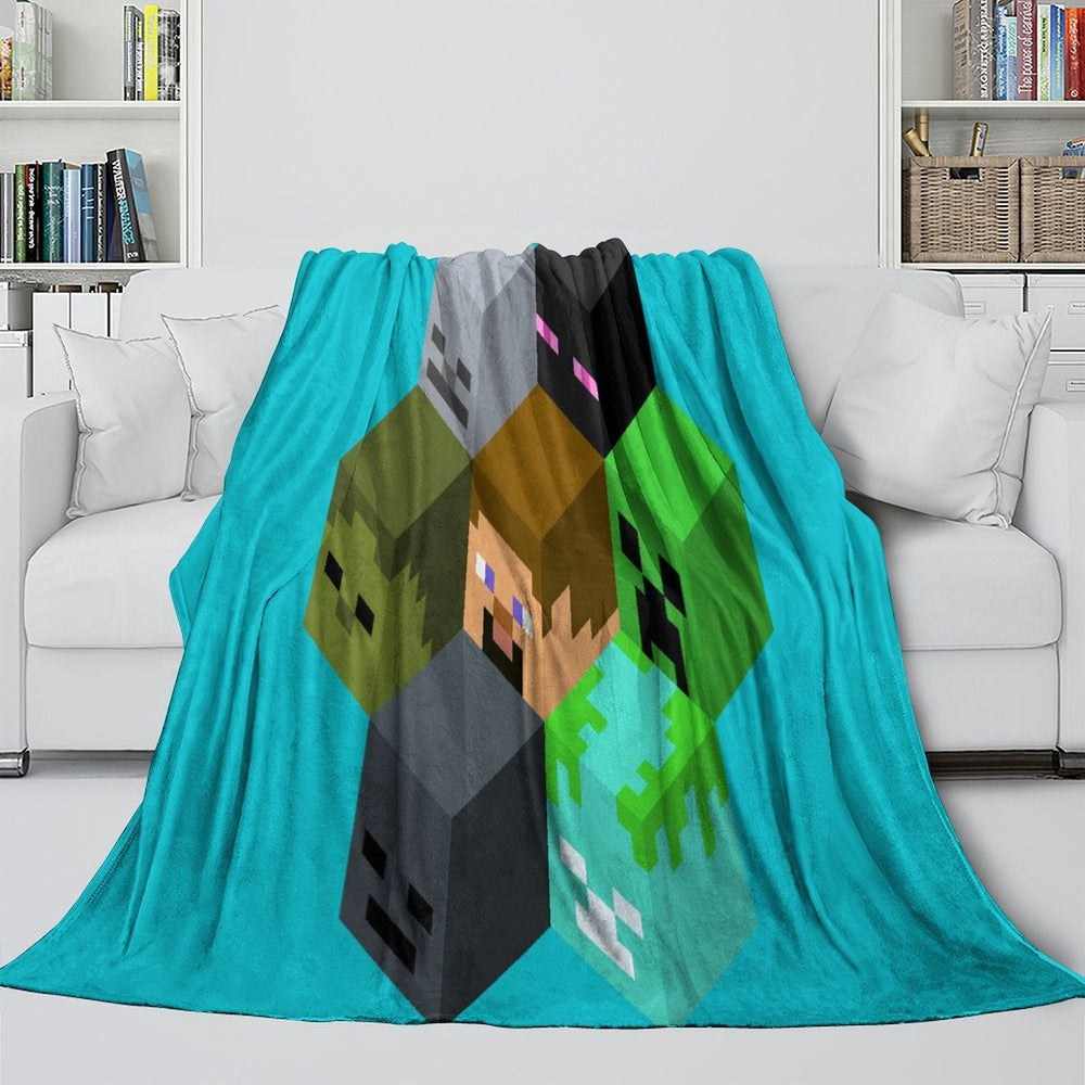 Game Pattern Minecraft Blanket Flannel Throw Room Decoration (Online Order Only)