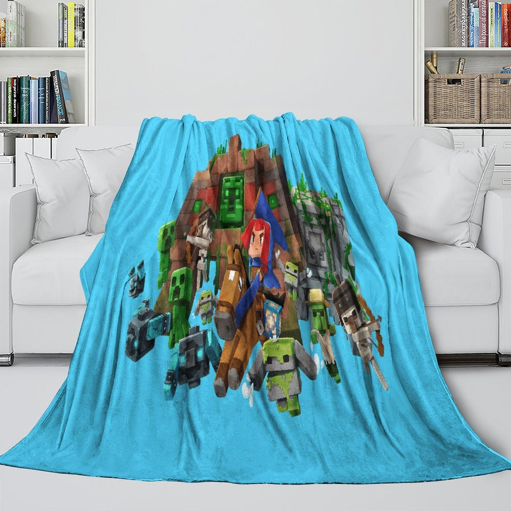 Game Pattern Minecraft Blanket Flannel Throw Room Decoration (Online Order Only)