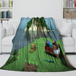 Game Pattern Minecraft Blanket Flannel Throw Room Decoration (Online Order Only)