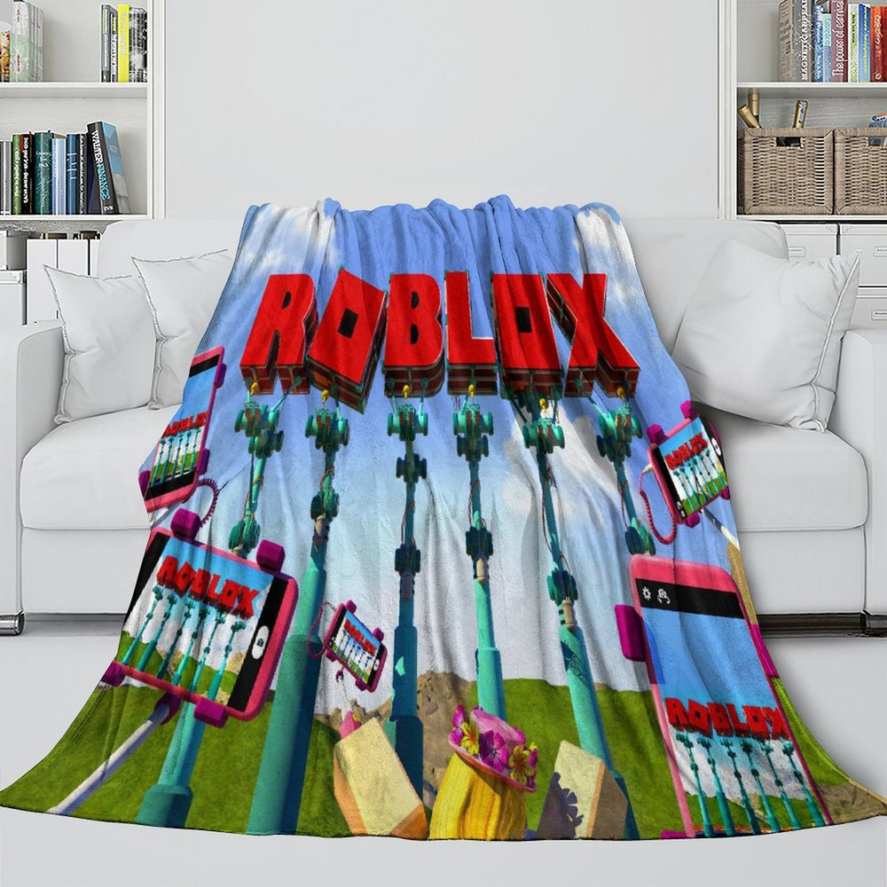 Game Pattern Roblox Blanket Flannel Throw Room Decoration (Online Order Only)
