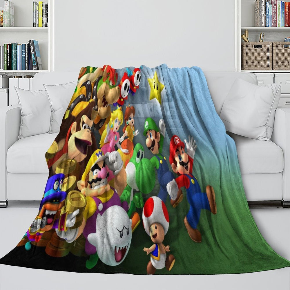 Game Super Mario Blanket Flannel Throw Kids Room Decoration (ONLINE ORDER ONLY)