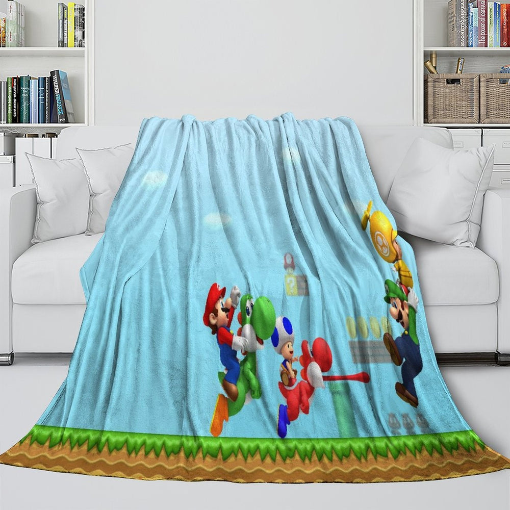 Game Super Mario Pattern Blanket Flannel Throw Kids Room Decoration (ONLINE ORDER ONLY)