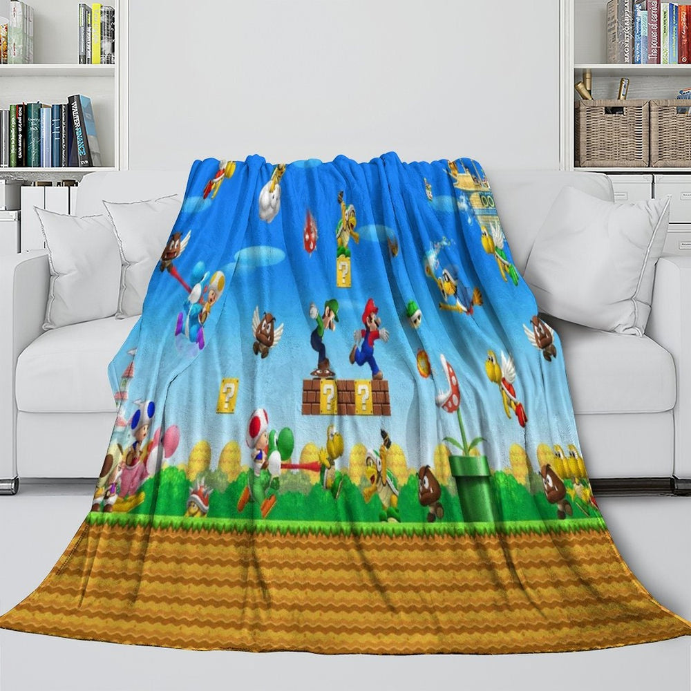 Game Super Mario Pattern Blanket Flannel Throw Kids Room Decoration (ONLINE ORDER ONLY)