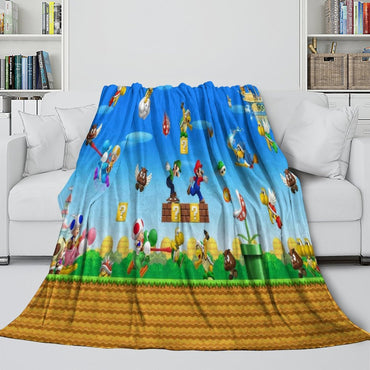 Game Super Mario Pattern Blanket Flannel Throw Kids Room Decoration (ONLINE ORDER ONLY)