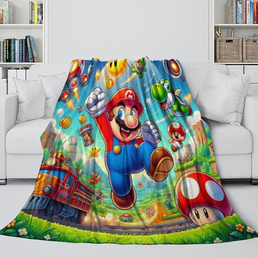 Game Super Mario Pattern Blanket Flannel Throw Kids Room Decoration (ONLINE ORDER ONLY)