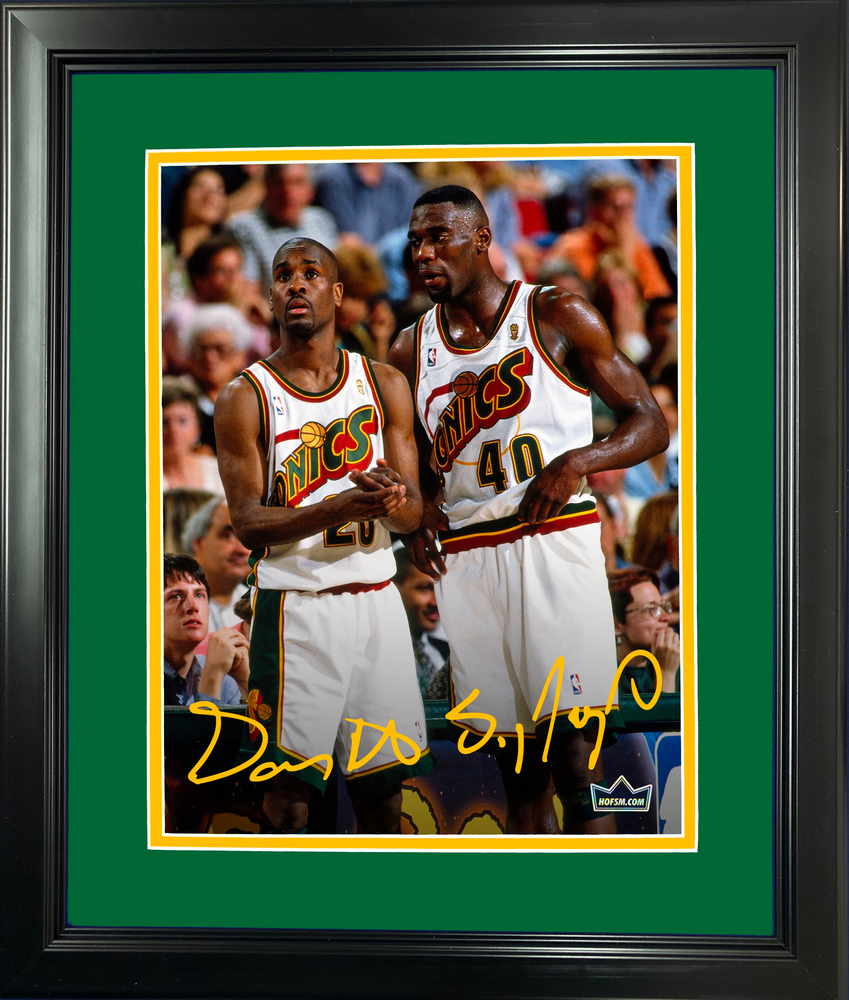 Framed Gary Payton & Shawn Kemp Dual Facsimile Laser Engraved Signature Auto Seattle Supersonics 11"x14" Basketball Photo HOFSM Holo (ONLINE ORDER ONLY)