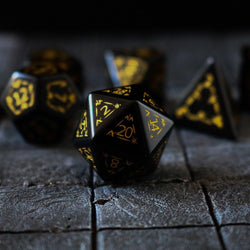 Gemstone Black Dragon Shield Night Obsidian DND Dice Set (ONLINE ORDER ONLY)