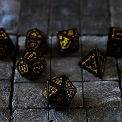Gemstone Black Dragon Shield Night Obsidian DND Dice Set (ONLINE ORDER ONLY)