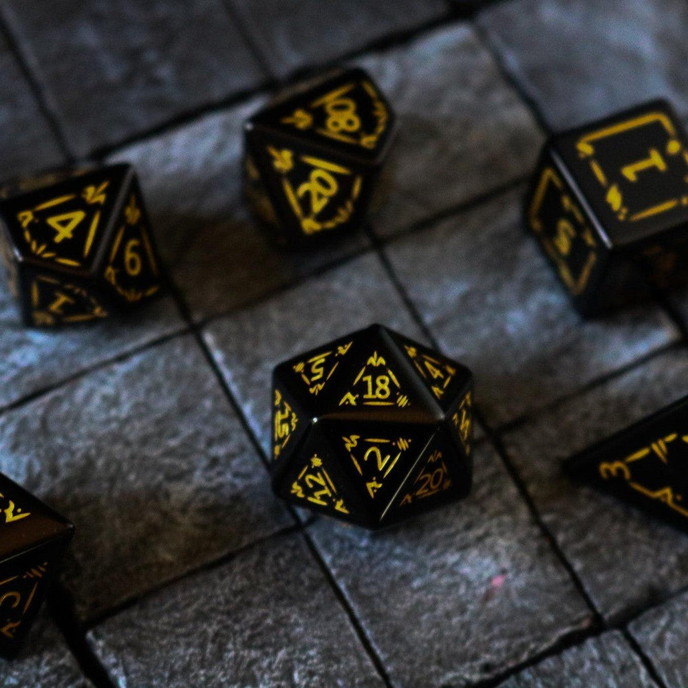 Gemstone Black Dragon Shield Night Obsidian DND Dice Set (ONLINE ORDER ONLY)