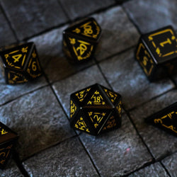 Gemstone Black Dragon Shield Night Obsidian DND Dice Set (ONLINE ORDER ONLY)
