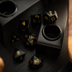 Gemstone Black Night Obsidian Hand Carved DND Dice Set (ONLINE ORDER ONLY)