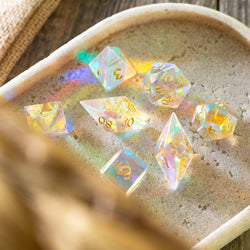 Gemstone Dichroic Glass Elven Cut DND Dice Set (ONLINE ORDER ONLY)