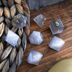 Gemstone Gray Cats Eye Stone DND Dice Set (ONLINE ORDER ONLY)