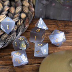Gemstone Gray Cats Eye Stone DND Dice Set (ONLINE ORDER ONLY)