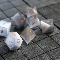 Gemstone Gray Cats Eye Stone DND Dice Set (ONLINE ORDER ONLY)