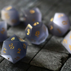 Gemstone Gray Cats Eye Stone DND Dice Set (ONLINE ORDER ONLY)