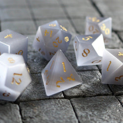 Gemstone Gray Cats Eye Stone DND Dice Set (ONLINE ORDER ONLY)
