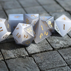 Gemstone Gray Cats Eye Stone DND Dice Set (ONLINE ORDER ONLY)