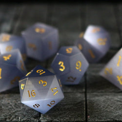 Gemstone Gray Cats Eye Stone DND Dice Set (ONLINE ORDER ONLY)