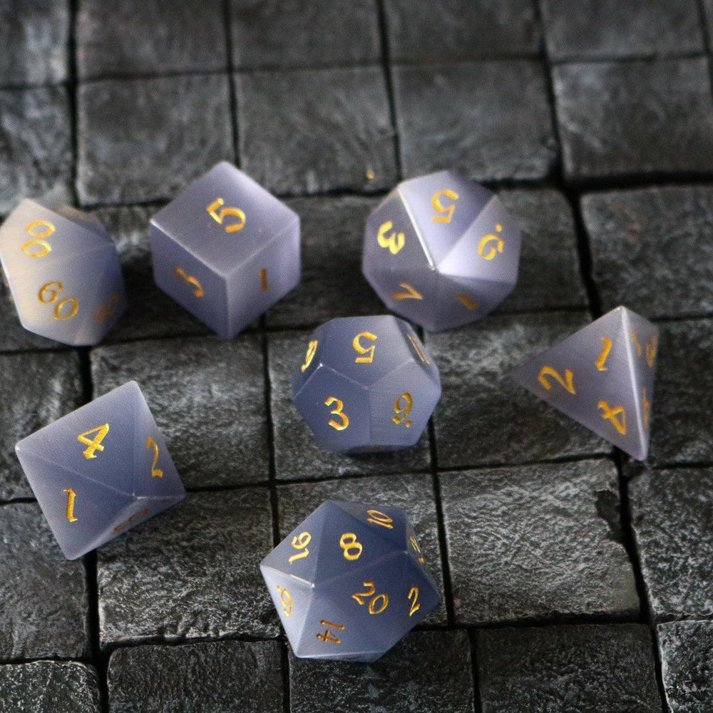 Gemstone Gray Cats Eye Stone DND Dice Set (ONLINE ORDER ONLY)