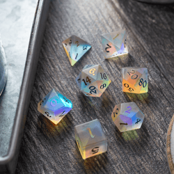 Gemstone (Inked) Raised Dichroic Glass DND Dice Set (ONLINE ORDER ONLY)