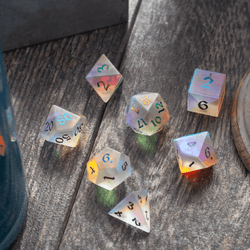 Gemstone (Inked) Raised Dichroic Glass DND Dice Set (ONLINE ORDER ONLY)