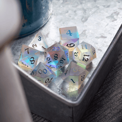 Gemstone (Inked) Raised Dichroic Glass DND Dice Set (ONLINE ORDER ONLY)