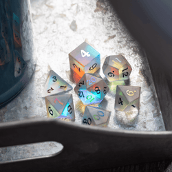 Gemstone (Inked) Raised Dichroic Glass DND Dice Set (ONLINE ORDER ONLY)