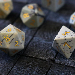 Gemstone Jasper Hand Carved (And Box) DND Dice Set (ONLINE ORDER ONLY)