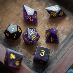 Gemstone Purple Amethyst Elven Cut DND Dice Set (ONLINE ORDER ONLY)