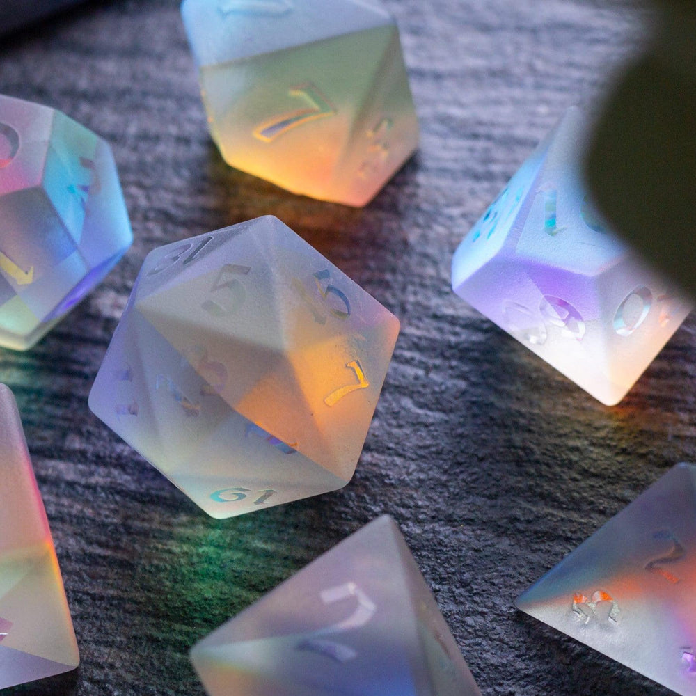 Gemstone Raised Dichroic Glass DND Dice Set (ONLINE ORDER ONLY)