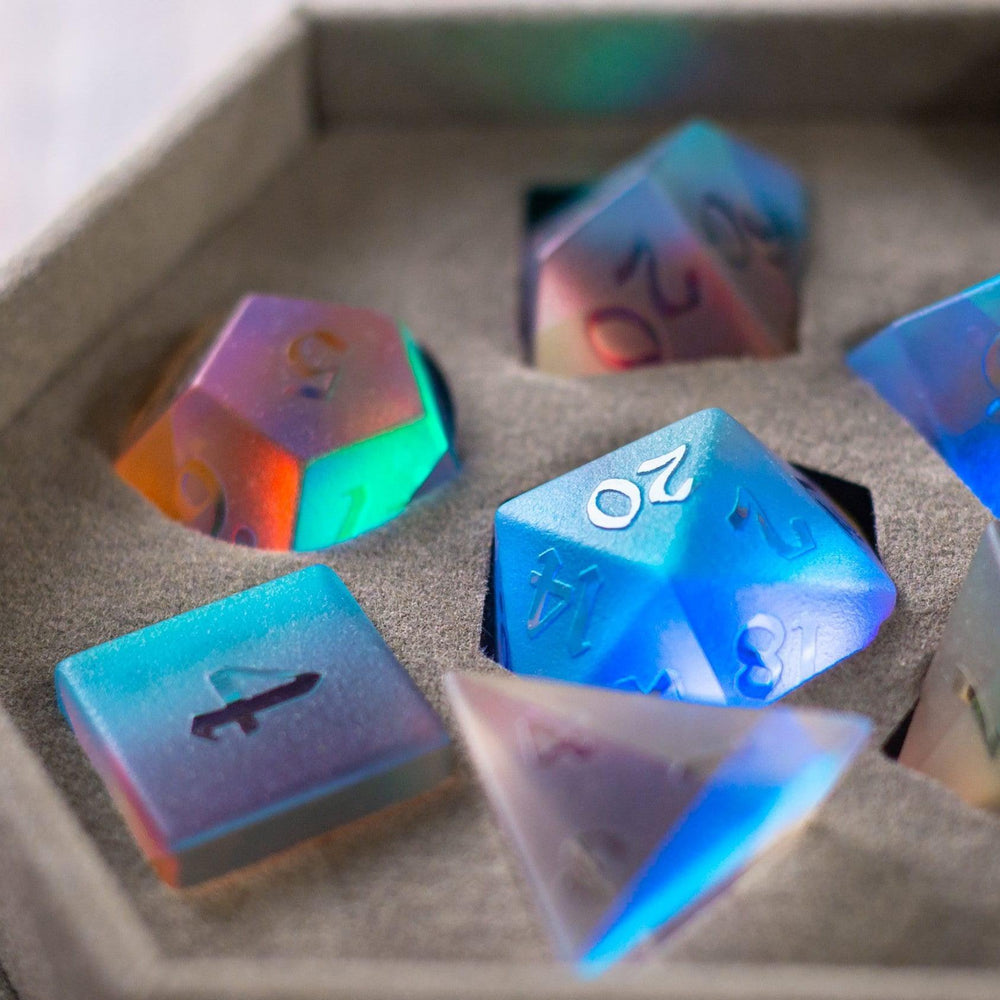 Gemstone Raised Dichroic Glass DND Dice Set (ONLINE ORDER ONLY)