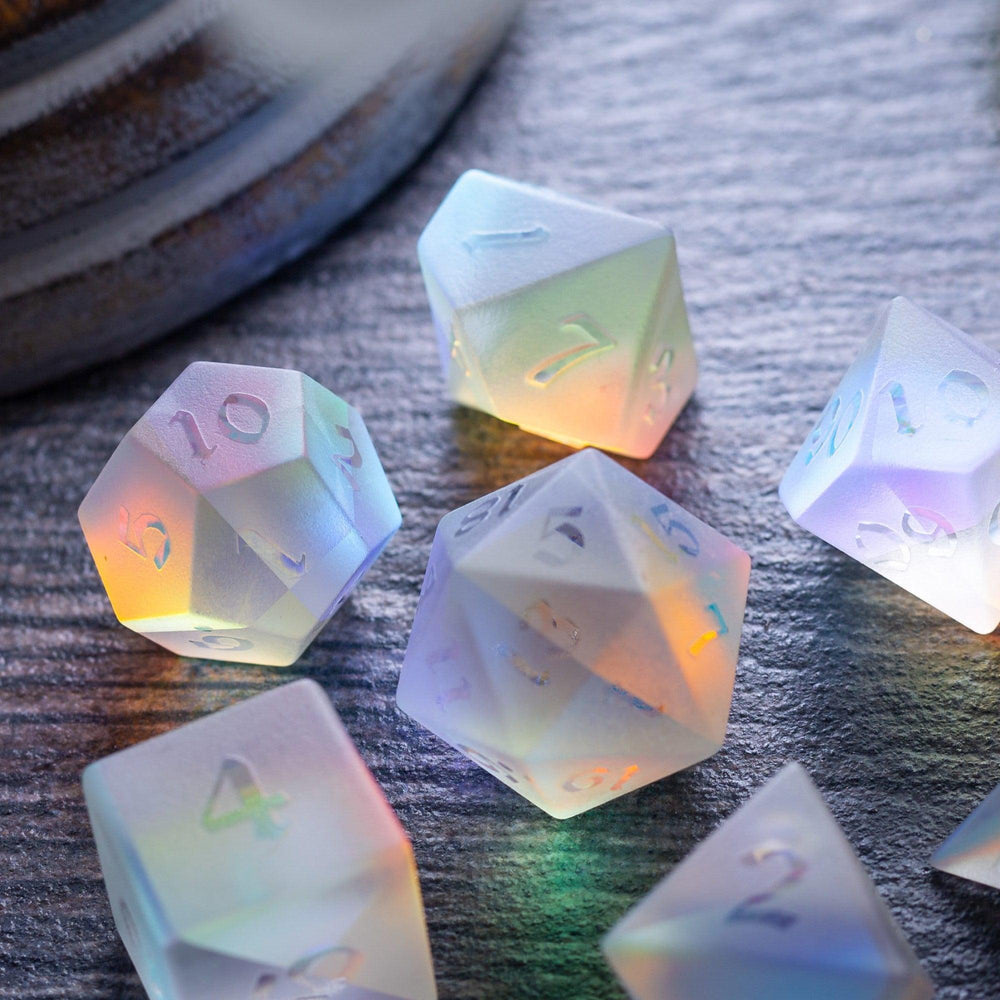 Gemstone Raised Dichroic Glass DND Dice Set (ONLINE ORDER ONLY)