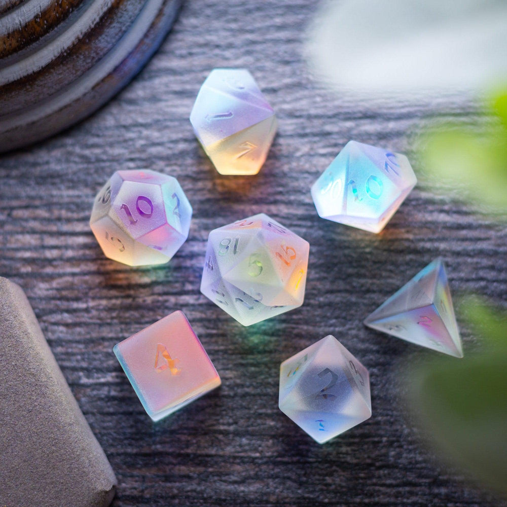 Gemstone Raised Dichroic Glass DND Dice Set (ONLINE ORDER ONLY)