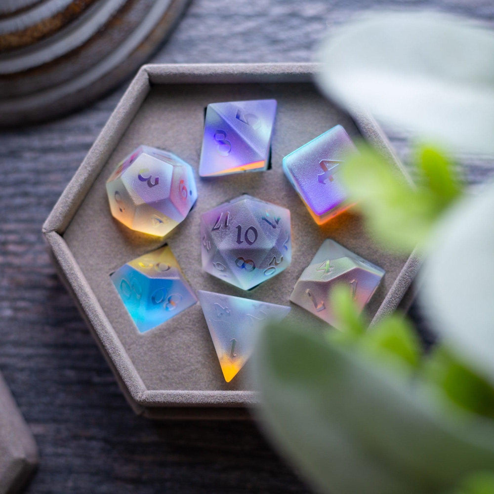 Gemstone Raised Dichroic Glass DND Dice Set (ONLINE ORDER ONLY)