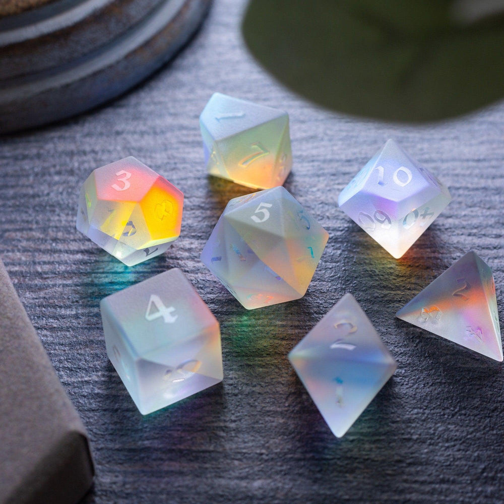 Gemstone Raised Dichroic Glass DND Dice Set (ONLINE ORDER ONLY)