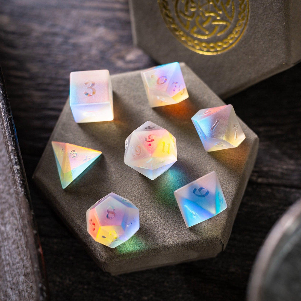 Gemstone Raised Dichroic Glass DND Dice Set (ONLINE ORDER ONLY)