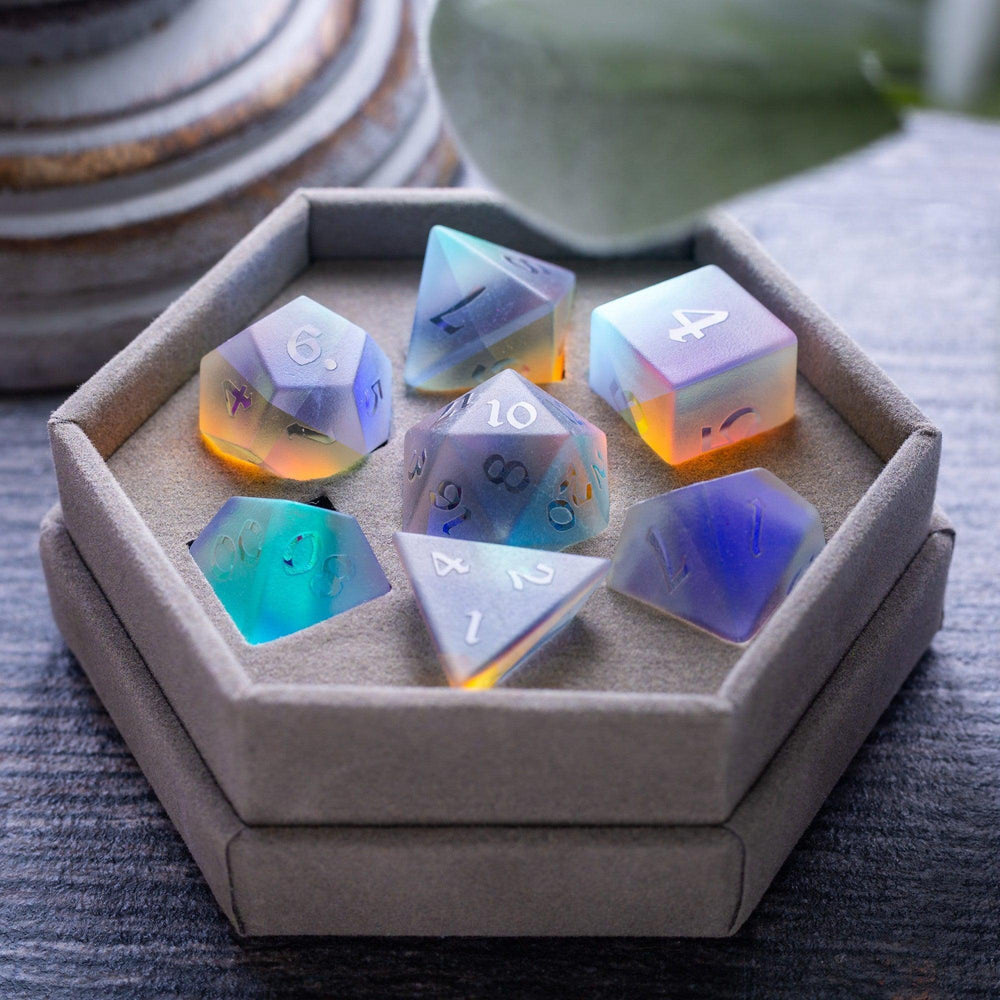 Gemstone Raised Dichroic Glass DND Dice Set (ONLINE ORDER ONLY)