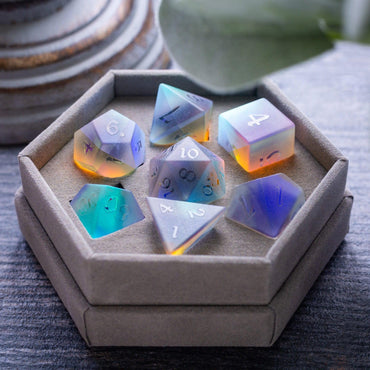 Gemstone Raised Dichroic Glass DND Dice Set (ONLINE ORDER ONLY)