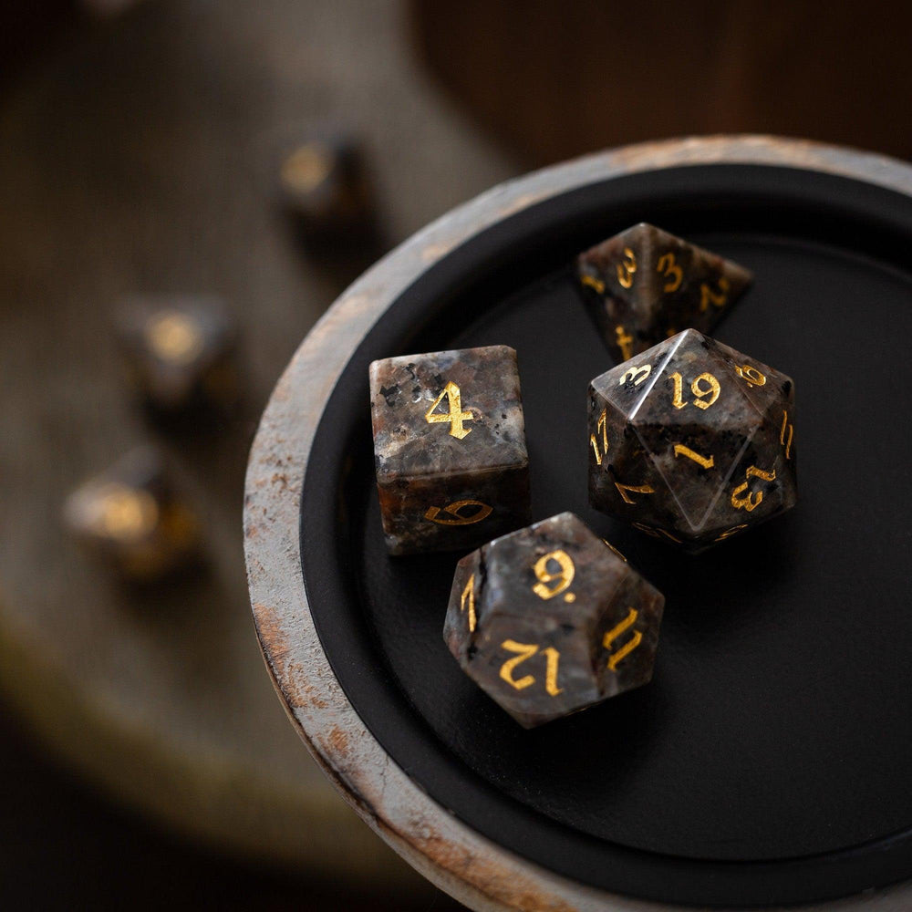 Gemstone Yooperlite Hand Carved DND Dice Set (ONLINE ORDER ONLY)