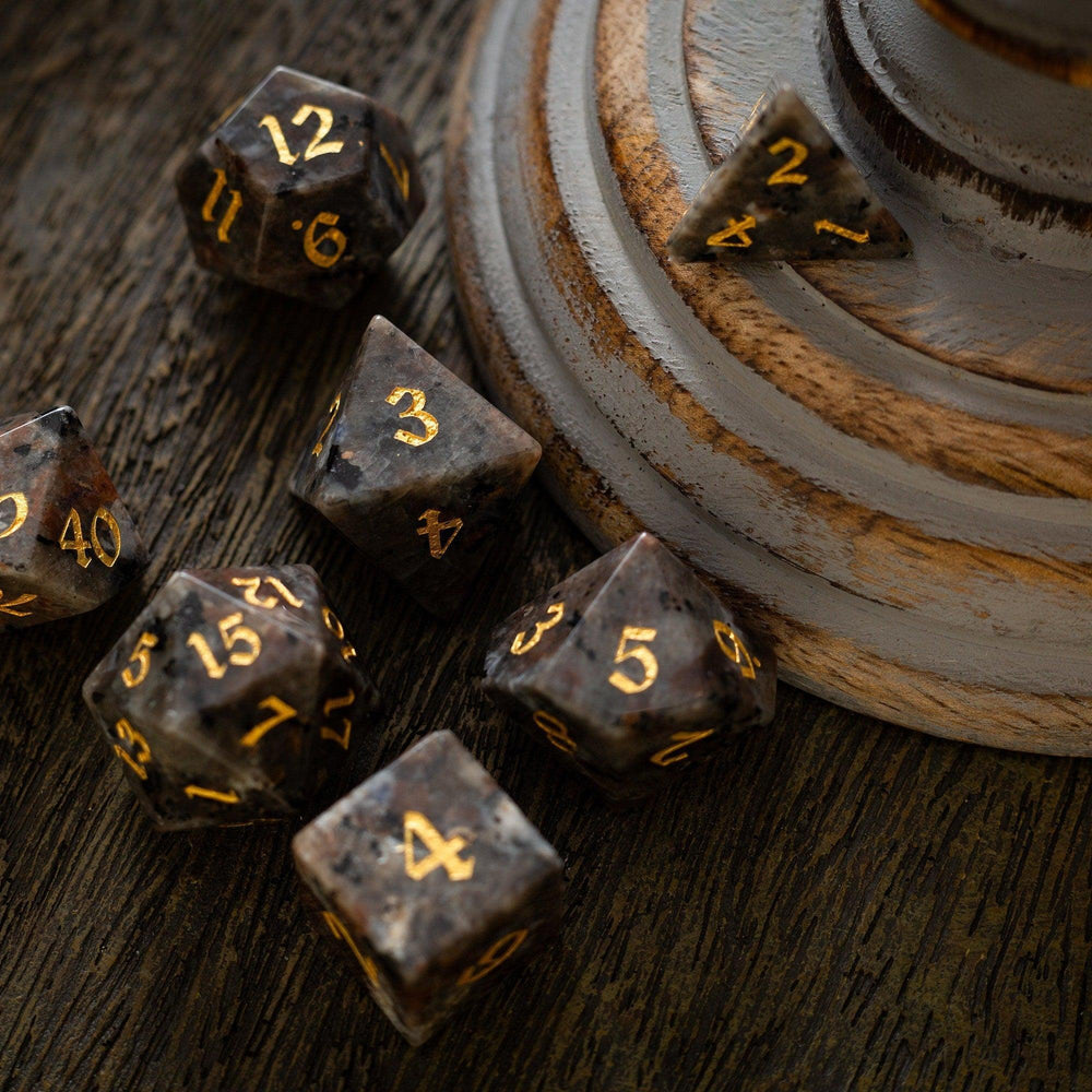 Gemstone Yooperlite Hand Carved DND Dice Set (ONLINE ORDER ONLY)