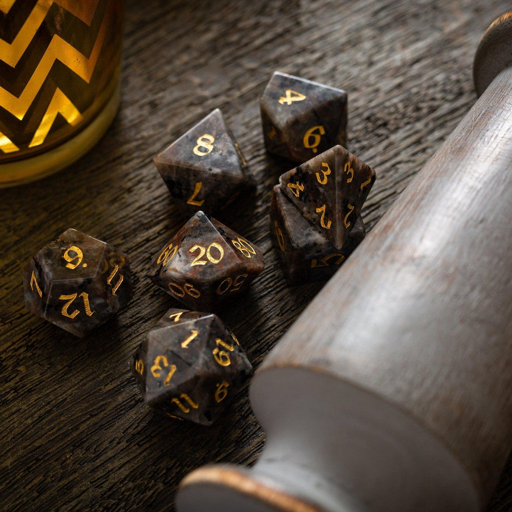 Gemstone Yooperlite Hand Carved DND Dice Set (ONLINE ORDER ONLY)