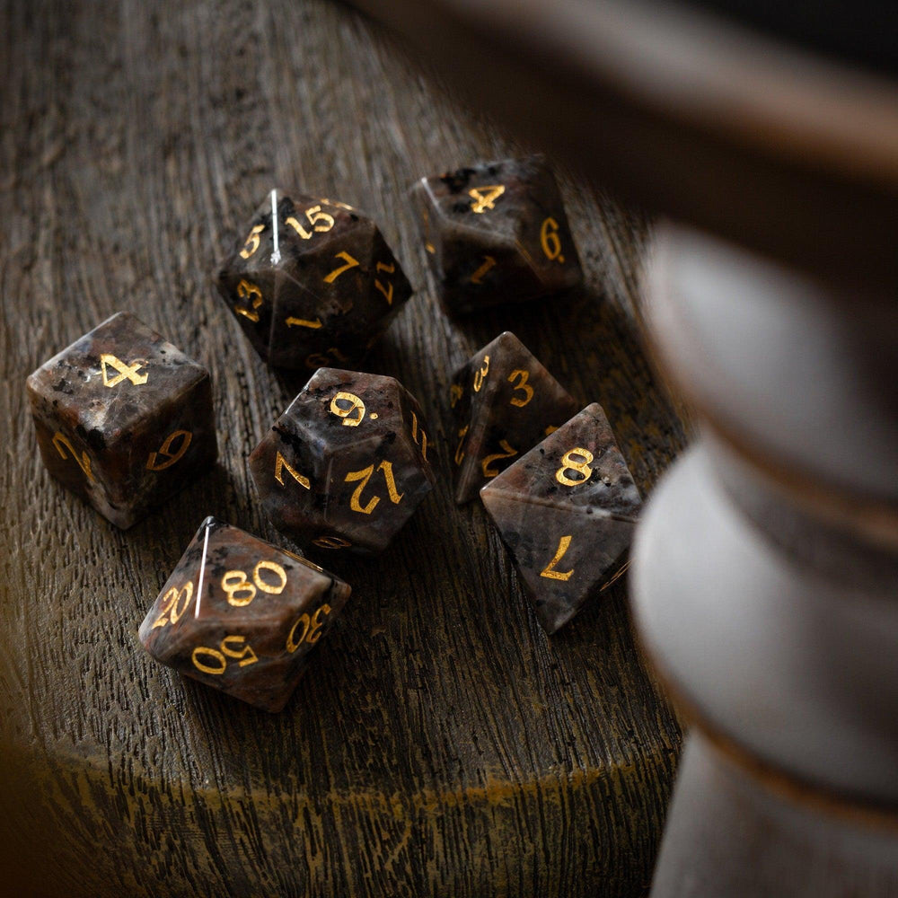 Gemstone Yooperlite Hand Carved DND Dice Set (ONLINE ORDER ONLY)