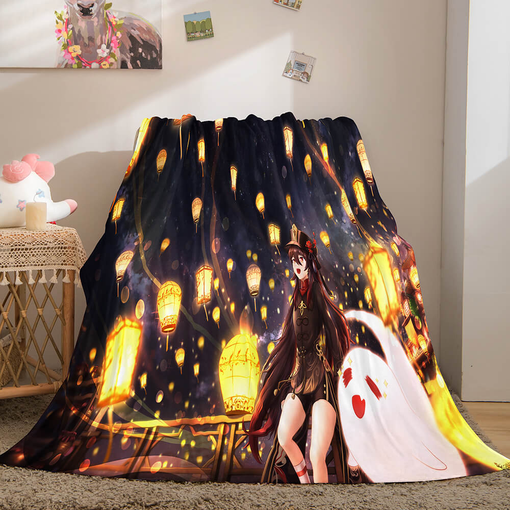 Genshin Impact Aether Lumine Flannel Caroset Throw Cosplay Blanket (Online Order Only)