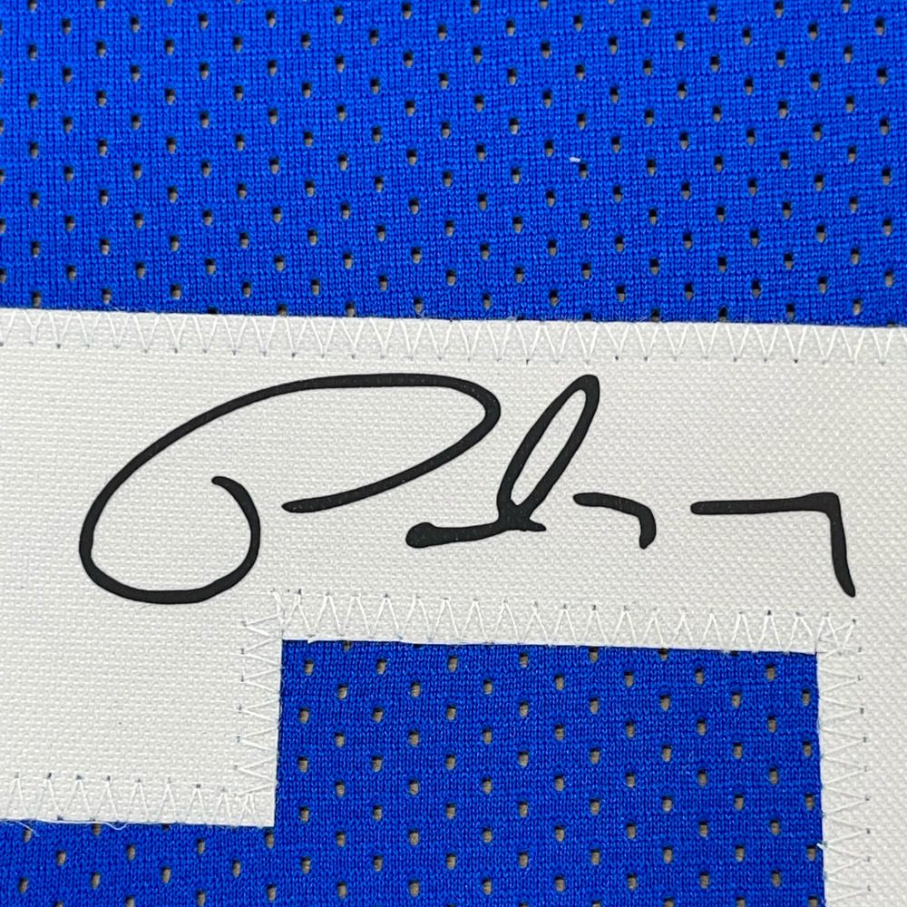 Framed Facsimile Autographed Paul George 35x39 Los Angeles LA Blue Reprint Laser Auto Basketball Jersey (ONLINE ORDER ONLY)