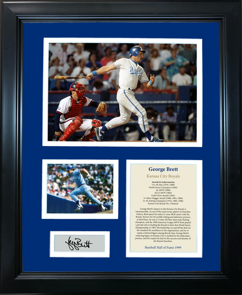 Framed George Brett Hall of Fame Facsimile Laser Engraved Signature Auto Baseball 11"x14" Photo Sig Collage (ONLINE ORDER ONLY)
