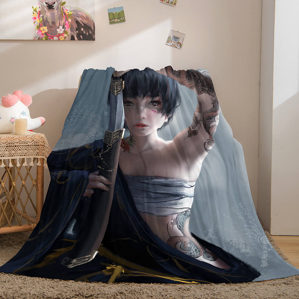 Game Ghost Blade Cosplay Flannel Fleece Blanket (Online Order Only)