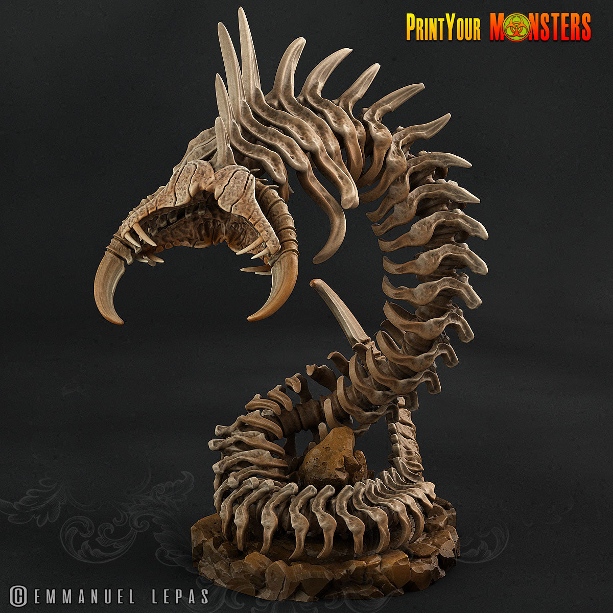 3D Printed Print Your Monster The Ancient Bones Pack - Giant Bones Serpent 28mm 32mm D&D (Online Only)
